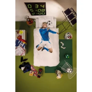 SNURK Soccer Bettwäsche-Set – 135×200 / 80×80 Cm – Blau-weiß 6