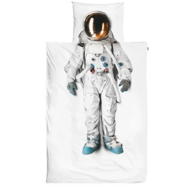 SNURK Astronaut Bettwäsche-Set – 200×220 / 2x80x80 Cm – Weiß Mit Motiv 1