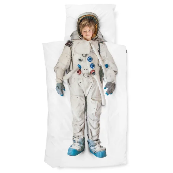 SNURK Astronaut Bettwäsche-Set – 200×220 / 2x80x80 Cm – Weiß Mit Motiv 3