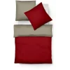 Fleuresse Lech W Wendebettwäsche-Set Aus Flanell – 135×200 / 80×80 Cm – Rot-taupe 10